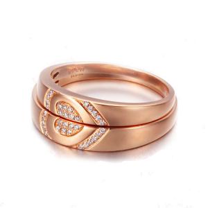 18K Rose Gold Diamonds Couple Wedding Ring (GDR012)