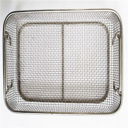 Rectangular Sterilized Stainless Steel Mesh Basket Smooth Surface With Handles