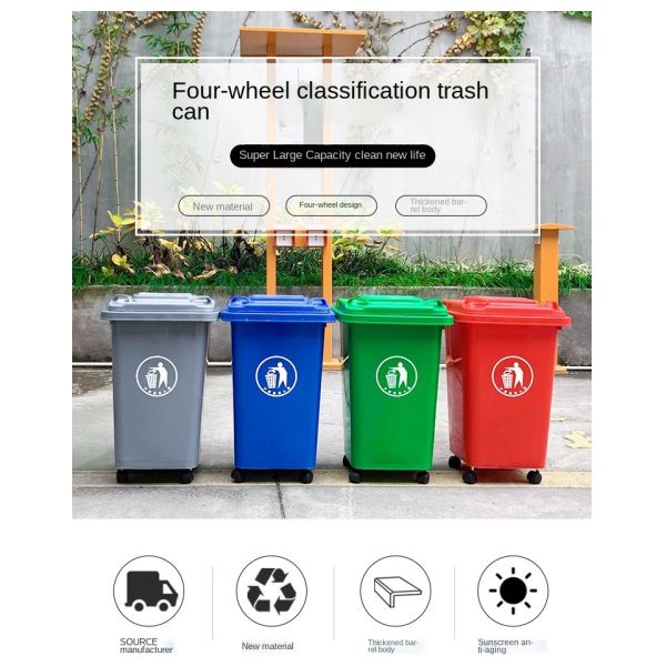 Outdoor Environmental protection Household Kitchen Large square Sanitation Commercial Plastic Classification Bucket with Lid