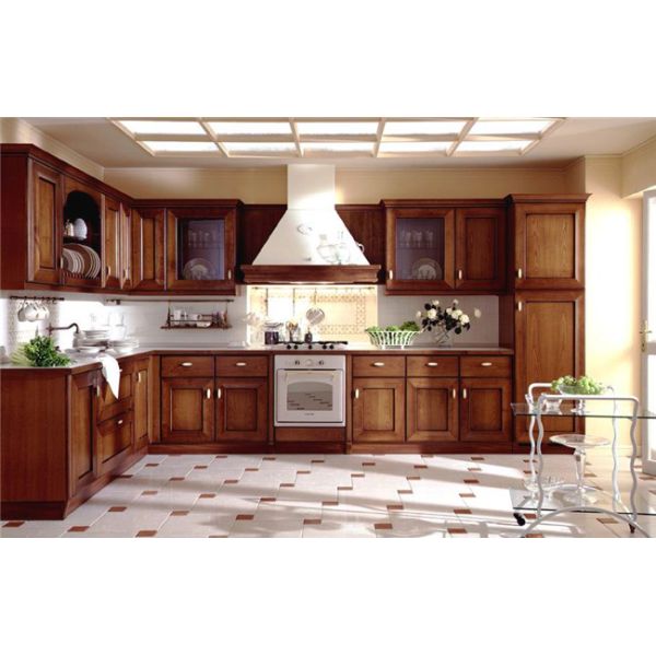 Five Panels MDF Shaker Kitchen Cabinet Doors Dark Wood Grain Size Customized