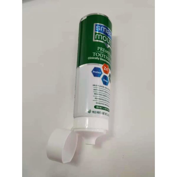 Flip Top 3.4oz 96.4g Toothpaste Packaging Laminated Plastic Tubes