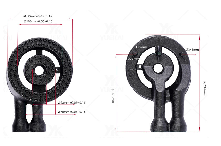 Cast iron 150 # gas stove household honeycomb accessories black universal desktop stove head with flameout protection