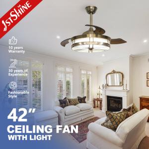 Decorative Retractable Ceiling Fan Light AC Motor Acrylic Blades