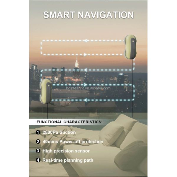 Huidi RN2-02 Smart Automatic Cordless Robot Vacuum Cleaner Household Window Cleaning 72W Power W