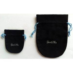 Debossed Drawstring Velvet Pouch , Silkscreen SGS Velvet Storage Bag