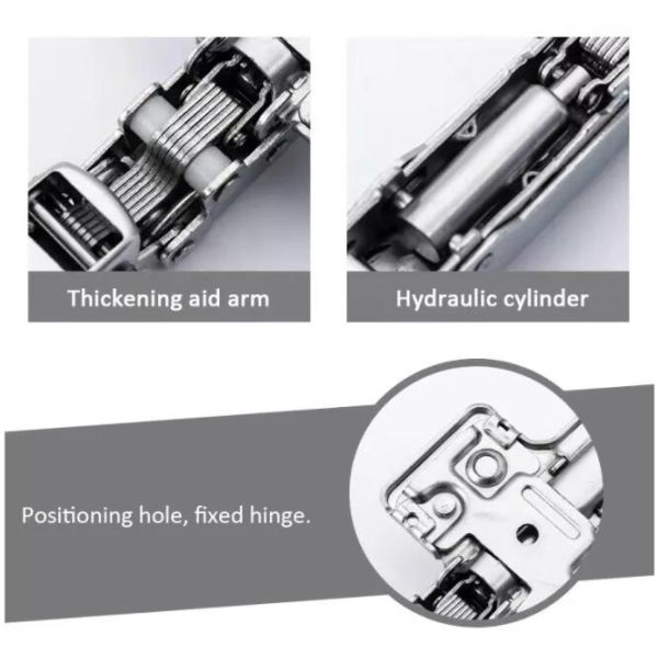 Soft Closing 35mm Cup Butterfly Plate Cabinet Door Hinges 3D Clip On Hydraulic Hinge