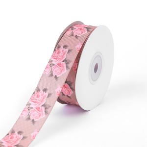 Floral ribbon roll polyester ribbon customized flower printing grosgrain ribbon
