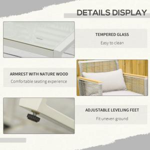 AJUNION Garden Set with Handwoven PE Rattan and Aluminum Frame W59.5 x D68.5 x