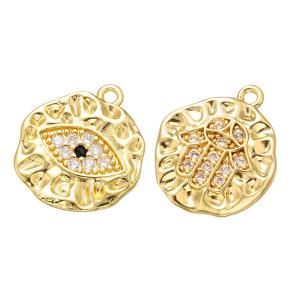 Plating 18K Gold Pendant Zircon Evil Eye Hand Charm OEM