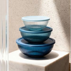 China Borosilicate Glass Mixing Bowl 500ml-3500ml with PE Lid on sale