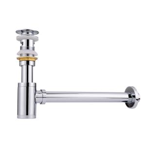 Chromed Silver Sink Waste Trap Bathroom Sink Drain Round Siphon