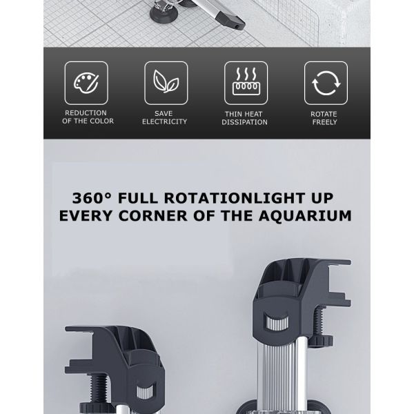 8790k 18cm Colorful Fish Tank LED Lamp Display Sucker Bracket Light Aquarium Accessories