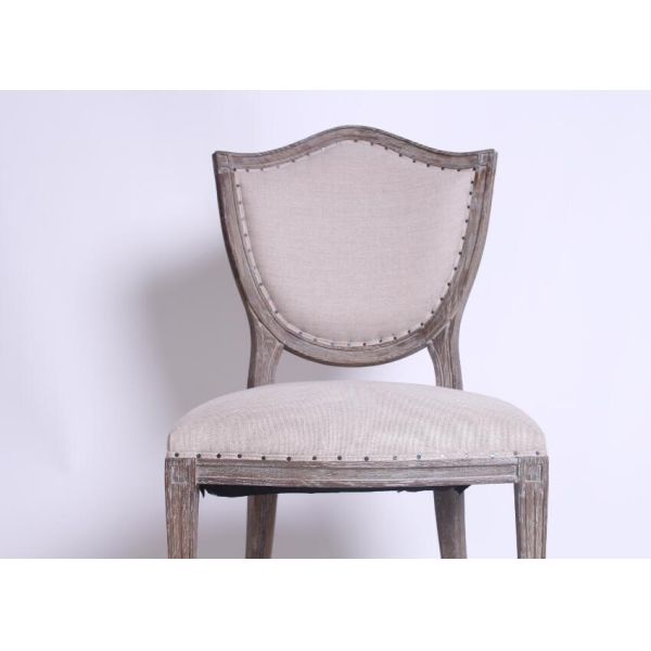 Classic vintage linen fabric dining chair special nice back event chair upholstery chair with nails