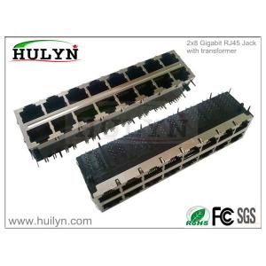 Quality 2X8 Stacked RJ45 Jack With Gigabit Transformer for sale