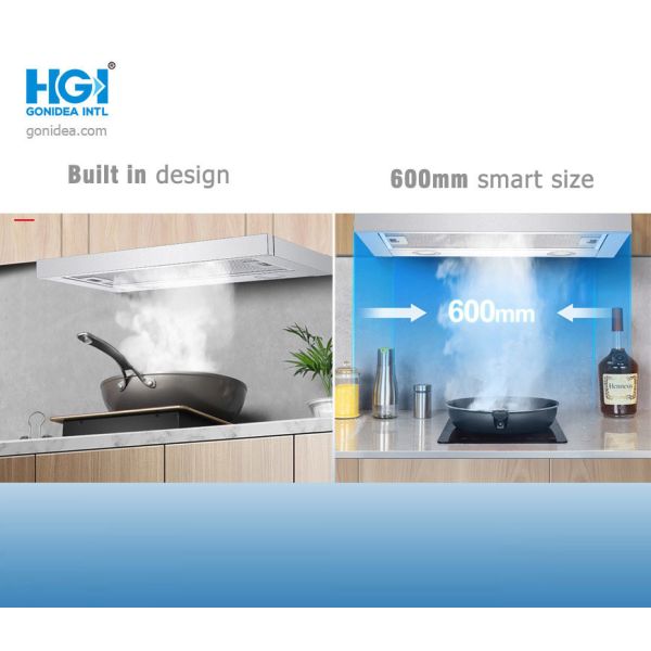 60CM Slim Slide Out Telescopic Range Cooker Hood Stainless Steel