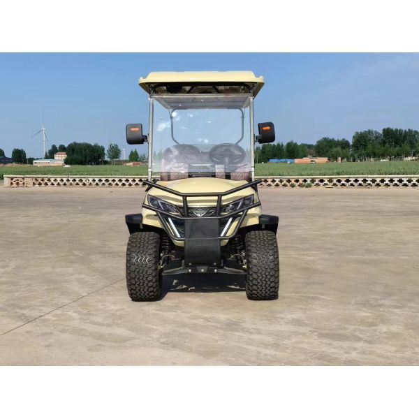 Light Yellow 6 Seater Electric Golf Cart Premium Leather Seats Off-Road Tires Independent Suspension