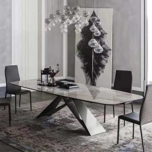 150cm Luxury Dining Table And Chairs Gray Marble Dining Table Set For 2 4 5 6