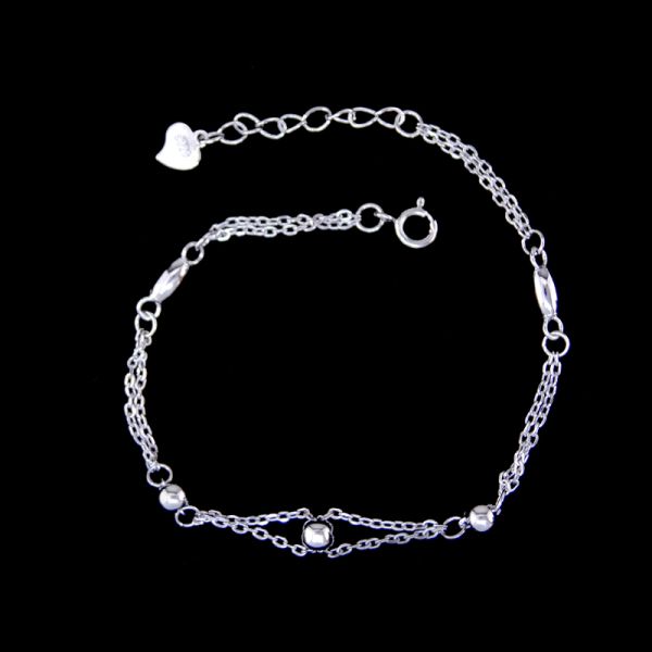 Heart Shape Plain Silver Bracelet Plated Rhodium Vintage Jewelry