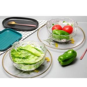 Household Exquisite Printed Hammer Grain Glass Tableware