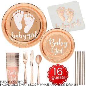 Stamping Edge Hexagon Disposable Tableware Set Wedding Disposable Tableware