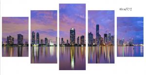 China City Night Scenery Living Room Canvas Art , Popular Stretched Canvas Wall Art on sale