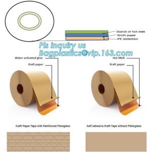 Water-activated Reinforce Kraft Gummed Paper Tape for Sealing & Strapping,Self
