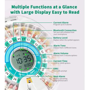 Automatic Pill Dispenser With 28-Day Electronic Medication Organizer, 6 Dosage