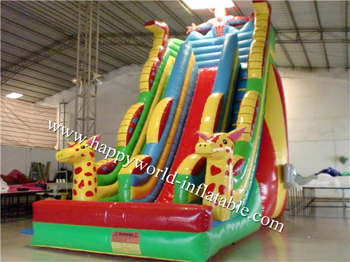 giraffe inflatable dry slide , spiderman inflatable slide , inflatable slip n