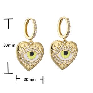 18K PLATED DEVIL EYE CHARM DIAMOND HEART EARRINGS AND NECKLACE SET