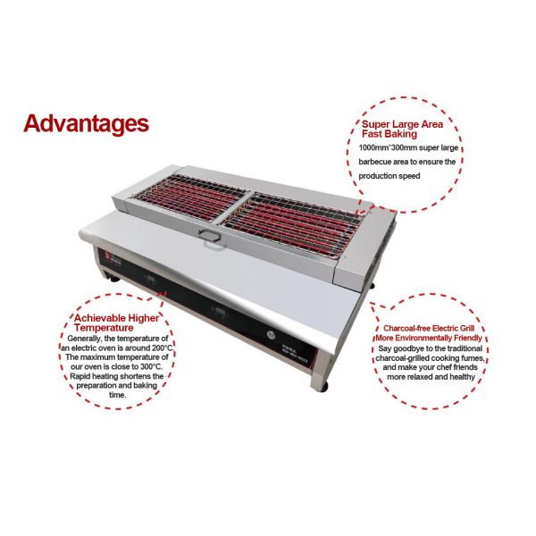 Charcoal-like BBQ grill Electric heating Digital control 1200mm Barbecue Grill