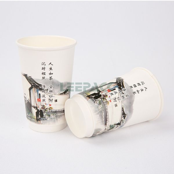 Customized Design 12oz double foam paper cup PE coated take away paper cup for coffee milk tea hot drink