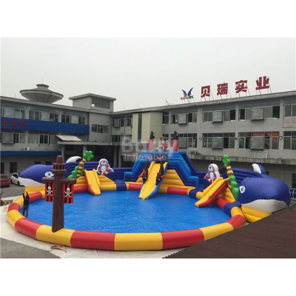 Summer Sharp Inflatable Water Park , Crocodile Island Inflatable Water Slide