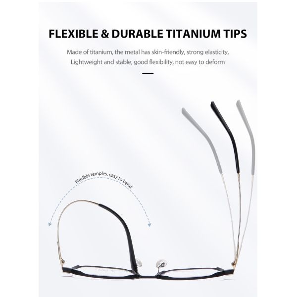 Non Prescription Titanium Cable Temple Eyeglasses Clear Lenses CE