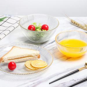 Household Transparent Vertical Stripe Glass Salad Bowls