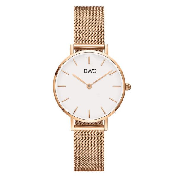 Women's Analog Quartz Rose Gold Watch with Stainless Steel Mesh Strap Ladies Watch Simple and Elegant