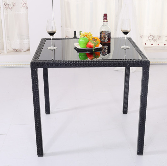 Black Wicker Patio Dining Table Garden Restaurant Dinning Table Set