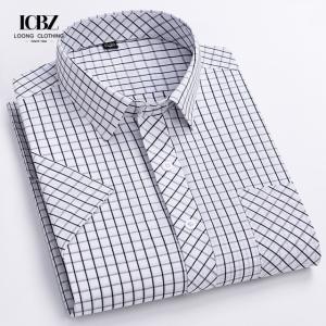 5000 Quantity Top Large Size Men's Summer Half-Sleeved Pure Cotton Casual Plaid