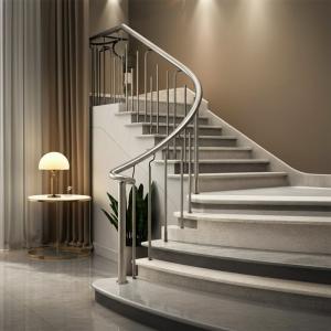 Stylish Curved Stainless Steel Handrails for Home Staircases