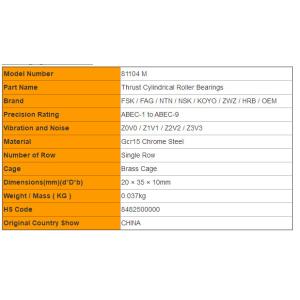 Brass Cage Cylindrical Roller Bearing Single Row Chrome Steel