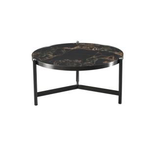 Grandeur Trident Marble Ceramic Coffee Table Black Titanium Base