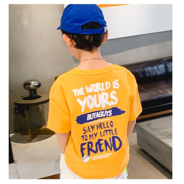 New Children's Summer T-shirt pure cotton sports breathable cool short sleeved top is suitable for boys aged 4-15