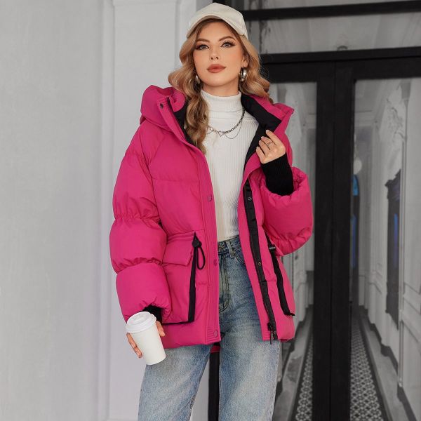 Short Length Thickened Down / Cotton Jacket Trendy Loose Style With Down Filling, modern models, bright colours, oversize, nice length, hooked women coats