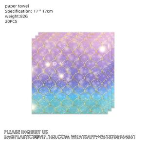 Mermaid Theme Tableware Set Mermaid Disposable Paper Plate Dinnerware Set