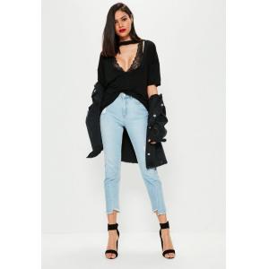 Black Choker Neck Cut Out Clothing T Shirt Women