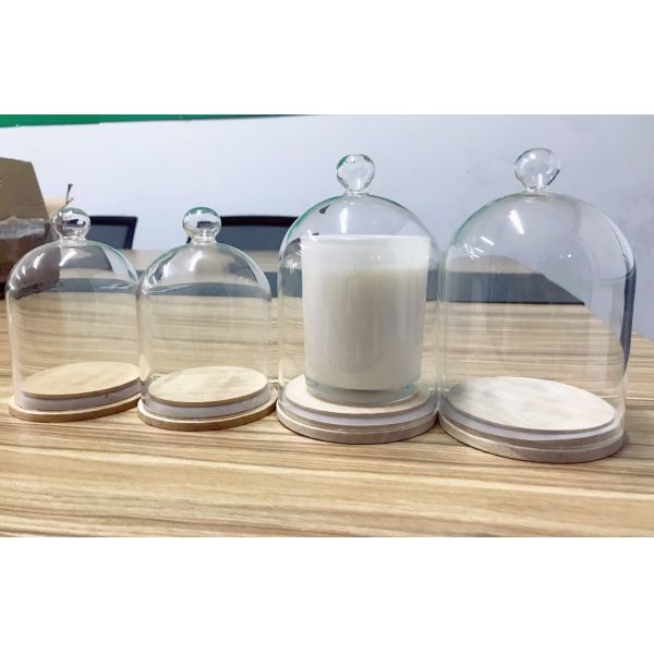 Buy Domed Handmade Home Scented Candles Organic Cafe Decoration With Wood Base at wholesale prices