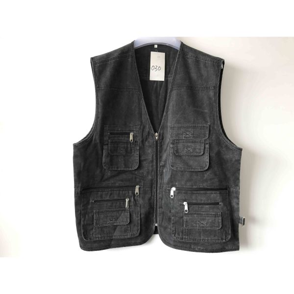 Mens classic vest in 100% polyester washed fabric, S-3XL, 4 colors can be chose