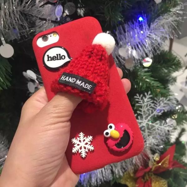 Buy DIY Korean Style Microfiber Sesame Street Wool Handmade Hat Snowflake Back Cover Cell Phone Case For iPhone 7 6s Plus at wholesale prices