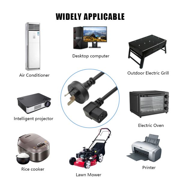 HENG-WELL Customized Length 3 Pin Power Cord Right Angled C13/C5 Stripped End for PC TV Laptop Consumer Electronics Available