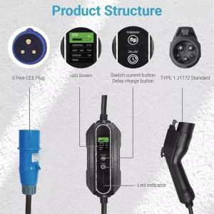 EU Plug French / UK / US Connectors 16A Portable Electric Vehicle Charger AC /