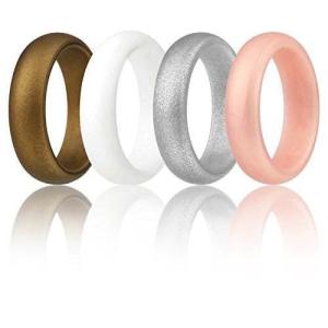 Flexible Finger Ring Metallic Silicone Wedding Rings with Moulding Processing